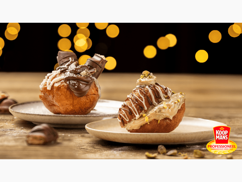Gecombineerd beeld Kinder Bueno en Pistache oliebol