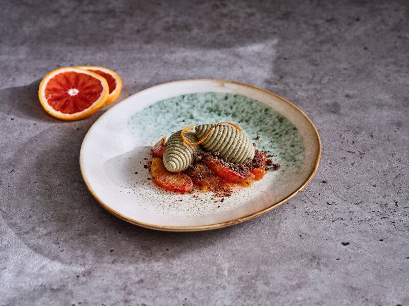 Panna Cotta Bloedsinaasappel Matcha