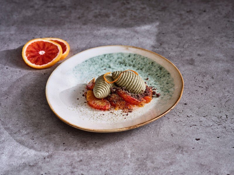 Panna Cotta Bloedsinaasappel Matcha